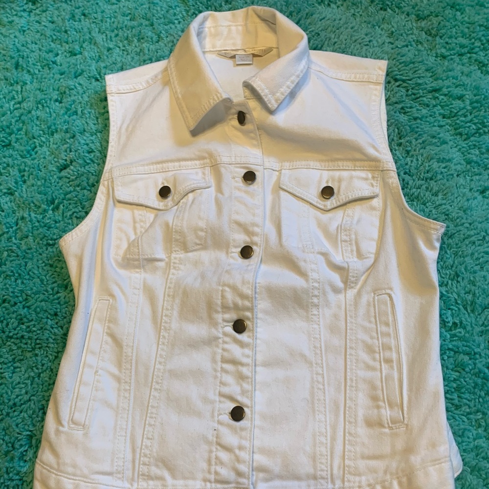 White Boston Proper XS Women’s Denim White Vest